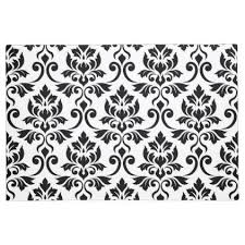 Black And White Doormat Feuille Damask Big Pattern Black On White Doormat Doormats Home Living White Floor Mat