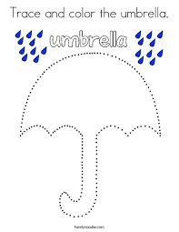 Coloring pictures of many umbrellas and all kinds of famous figures with umbrellas, for example hello kitty, or mickey mouse. Trace And Color The Umbrella Coloring Page Twisty Noodle