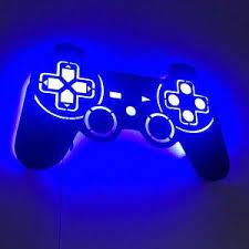 Led Lighted Playstation Controller Wall Art Video Game Art Game Room Decor Sign Ps1 Psx Ps2 Ps3 Ps4 Rgb Color Changing Led W Remote In 2021 Blue Aesthetic Dark Blue Game