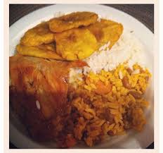(puerto rican rice and pigeon peas). Sorta Typical Puerto Rican Platter Ie Fried Plantains Yellow Rice Beans With Chorizo With Some Plantains Fried Puerto Rican Recipes Food Network Recipes