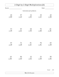 The Multiplying 2 Digit By 2 Digit Numbers With Comma Separated Thousands A Math Work Multiplication Worksheets Math Multiplication Worksheets Multiplication