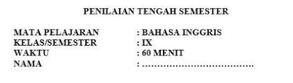 Latihan Soal Pts Bahasa Inggris Kelas 9 Semester 1 Portal Edukasi