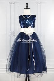 Navy Blue Sequin Flower Girl Dress Ivory Sash Flower Girl Junior Bridesmaid Pageant Flow Flower Girl Dresses Ivory Flower Girl Dresses Sequin Flower Girl Dress