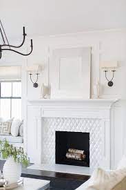 Fireplace white with peacock screen working fire & sound l$175. Silver Leaf Frame Over White Wood Fireplace Mantel Transitional Living Room