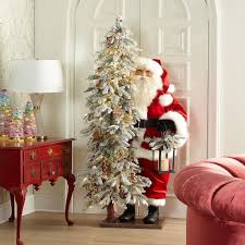 Black Friday Sale Holiday Santa With Lighted Christmas Tree Holiday Decor Christmas Tree Lighting Flocked Christmas Trees