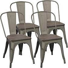 Table and 4 chairs120/180 cm. Amazon Com Furmax Metal Dining Chairs Set Of 4 Indoor Outdoor Patio Chicken 18 Inch Seat Height Trattoria Chic Bistro Cafe Side Stackable Gun Patio Lawn Garden