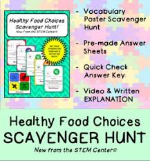 Healthy Food Choices Scavenger Hunt In 2020 Middle School Health Special Education Teacher Binder Scavenger Hunt