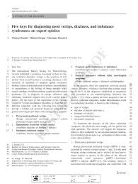 Pdf Functional Dizziness Diagnostic Keys And Differential Diagnosis