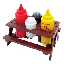 5 Piece Picnic Table Condiment Set Condiment Sets Picnic Table Condiment Holder