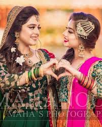 Muslim Bride And Her Sister Bride Photoshoot Sisters Photoshoot Poses Sisters Photoshoot