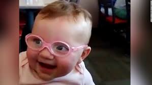 Kids blue light blocking computer glasses toddler boys girls eyeglass frames rx. Baby S Adorable Reaction To Glasses Cnn Video