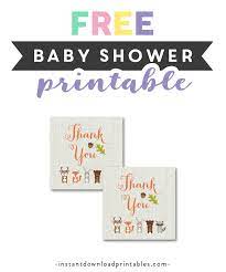 Free Printable Baby Shower Woodland Fox Forest Animals Thank You Tags Instant Download Instant Download Printables