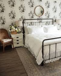 Bedroom Black And White Floral Wallpaper Magnolia Home Tea Rose White And Black Floral Wallpaper Farmhouse Bedroom Furniture Bedroom Furniture Design Bedroom Vintage