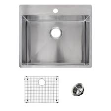 Franke Vector All In One Dual Mount Stainless Steel 25 In 1 Hole Single Bowl Kitchen Sink Kit Hfs2522 1kit The Home Depot In 2020 Single Bowl Kitchen Sink Sink Sink Accessories