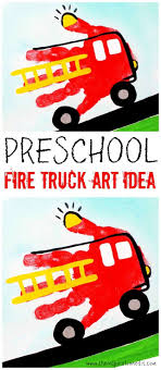 Fire crafts for preschoolers can be made used for demonstration purpose, as shown in the image in the link above. Preschool Fire Truck Craft Handprint Art The Inspiration Edit