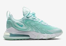 Nike Air Max 270 React Black And Blue The Nike Air Max 270 React Eng Is Lined In A Glacial Blue In 2020 Nike Air Shoes Nike Air Air Max 270