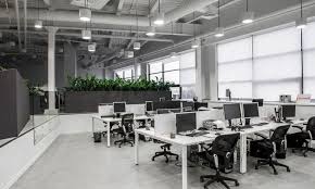 In addition to our immense industrial furniture collection, we also provide professional interior design services for homes and businesses. Office Desk Space Exposing Duct Work With Windows Office Interior Design Cool Office Space Industrial Office Furniture