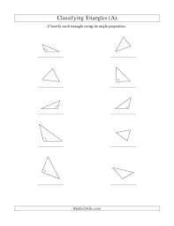 Classifying Triangles By Angle Properties A Geometry Worksheet Geometry Worksheets Triangle Worksheet Classifying Triangles