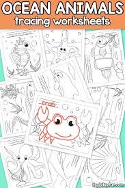ocean animals tracing worksheets itsybitsyfun com