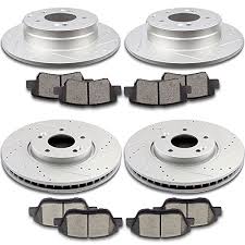 Scitoo Brake Kits 4pcs Drilled Slotted Brake Rotors And 8pcs Ceramic Disc Brake Pads Fit 2011 2012 2013 2017 Hyundai Sonata 2013 Kia Optima