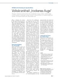 Multifaktorielle Erkrankung Der Augenoberflache Volkskrankheit Trockenes Auge