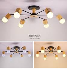 Modern Wood Led Ceiling Light Fixture 6 Or 8 Lights Lamba Led Modern