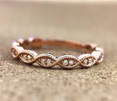 Discover designer twisted wedding rings and bands handcrafted in the usa. 14k Rose Gold And Diamond Twist Thin Stackable Wedding Band