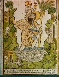 He is the patron saint of travelers; St Christopher Patron Saint Of Travelers Saint Christopher Woodcuts Prints Woodcut