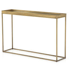 Kline Antique Brass Narrow Console Table In 2020 Brass Console Table Narrow Console Table Console Table