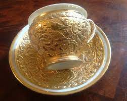 See more ideas about gold paint, funiture, french furniture. Antique Meissen 1800 1810 Heavy Gold Gilding 3 D Relief Cup And Saucer This Is A Very Beautiful And Unique Design By Meisse Tea Cakes Tea Sets Vintage Tea Cups