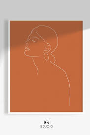 Burnt Orange Line Drawing Woman Print Boho Abstract Wall Etsy Scandinavian Art Abstract Wall Art Minimalist Art