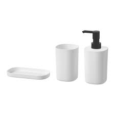 Start the day with bright, white lights for your morning routine, and end it with a soft, amber glow for a relaxing bath. Storavan 3 Piece Bathroom Set White Ikea