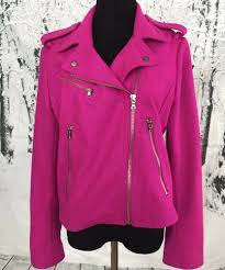 Gap Bright Hot Pink Wool Blend Moto Motorcycle Jacket Women S Large Jackets For Women Motorcycle Jacket Women Large Clothes
