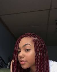 Medium Black And Burgundy Box Braids Warning Give Me My Credit Follow Originali A For More Pins Box Braids Styling Hair Styles Medium Hair Styles