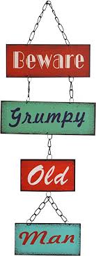 Quotes that contain the word grumpy. Amazon Com Nicola Spring Hanging Metal 4 Panel Wall Quote Plaque Beware Grumpy Old Man Home Kitchen