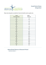 We are rethinking pointe shoe shopping online. Freed Pointe Shoe Sizing Chart Printable Pdf Download