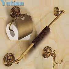 Free Shipping Solid Brass Bathroom Accessories Set Robe Hook Paper Holder Towel Bar Bat Brass Bathroom Accessories Bathroom Accessories Sets Bathroom Towel Bar