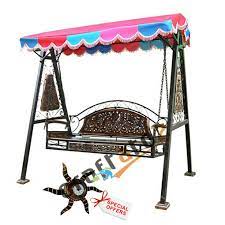 Tichkule make in india, soft leather velvet hanging swing for adults, jhula for adults, swing for indoor/outdoor, home, balcony & garden, 200 kgs weight capacity (biege. Crafts A To Z Iron Wooden Swings Jhoola For Home Garden Floor Standing Amazon In Furniture