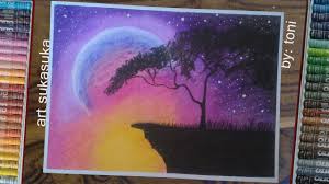 Mewarnai gambar pemandangan dengan crayon juga memiliki cara seperti mewarnai gambar pada umumnya. Melukis Langit Malam Gambar Step By Step Menggunakan Crayon Langit Malam Lukisan Langit