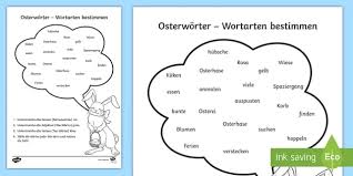 Osterworter Wortarten Bestimmen Arbeitsblatt