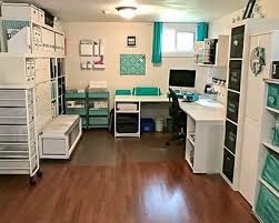 Large long double work tables for wiring projects and area for supplies with direct over head lights. 10 Creative Craft Rooms And Home Offices Classy Clutter Scrapbook Room Sewing Room Design Craft Room Decor
