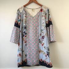 Fig And Flower Anthropologie Long Floral Tunic 3 4 Bell Sleeves Size Small Fashion Clothing Shoes Accessories Floral Tunic Clothes For Women Bell Sleeves