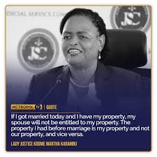 She will defend them whenever and wherever. Lawrence Baraza On Twitter Chief Justice Aspirant Lady Justice Martha Koome On Property Ownership In Marriage Namuexposesruto Driveinn