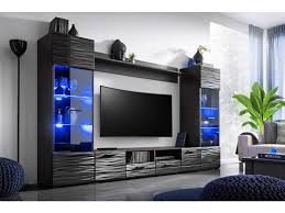 Une fabrication de qualité avec une structure en panneaux de particules de bois de haute qualité de 16 et 22 mm. Meuble Salon Queen 260 Cm Noir Laque Tv Effet 3d Avec Led Vente De Tendance Perso Conforama