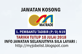 Ditubuhkan pada tahun 1 mac 1993 di bawah kementerian perindustrian dan perdagangan antarabangsa. Jawatan Kosong Di Perbadanan Pembangunan Perdagangan Luar Malaysia Matrade 10 Julai 2018 Nak Info Jauh