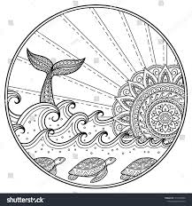 Whale Diving Into Sea Against Sunset Stock Vector Royalty Free 1272257800 Ocean Coloring Pages Mandala Coloring Pages Mandala Coloring