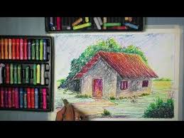How To Paint A Beautiful Oil Pastel House Landscape Step By Step With Color Information Youtube Oil Pastel Drawings Pastel House
