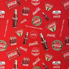 Coca cola is enmeshed in the fabric of our daily lives…and most of . Coca Cola Coke Products Soda Pop Beverage Quilt Cotton Quilting Fabric Ft29
