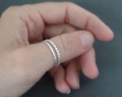 Thumb Rings Set Of 2 Hammered Sterling Silver Rings Two Beaded Wire Stacking Rings Sterling Silver Thumb Rings Thumb Rings Silver Silver Rings