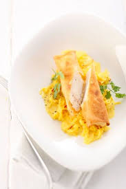 Serviervorschlag Fur Heilbutt Im Brickteig Auf Rahmigem Safrankraut Rezepte Leichte Rezepte Essen
